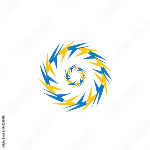 Blue Yellow Swirling Arrows Circular Motion.