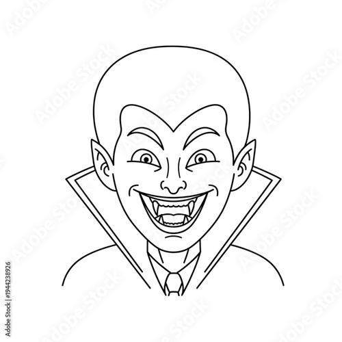 Cartoon Vampire Character with Fangs and Collar.
