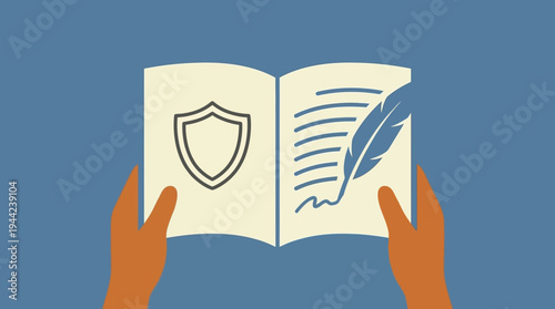 Law Book with Shield Symbol – Legal Protection and Justice Concept