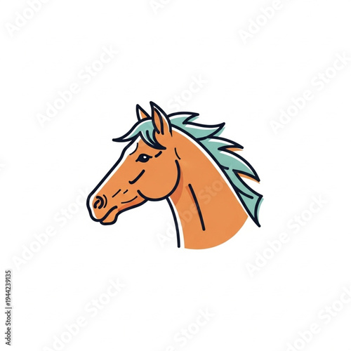 Cartoon Horse Head Illustration Profile View.