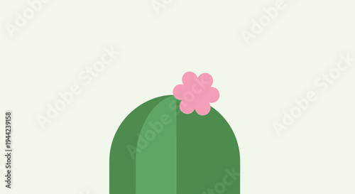 Green Cactus with Pink Flower.