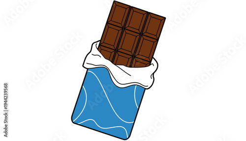 Chocolate bar vector illustration with blue and white wrapper