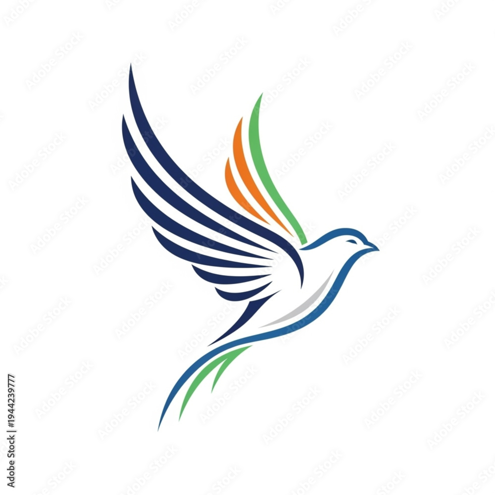 Fototapeta premium Colorful Bird Logo Design Flying High.