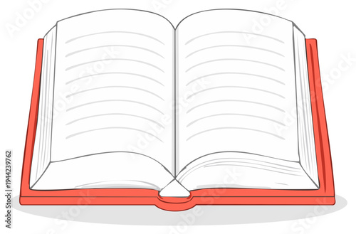 Open Book with Blank Pages Ready for Writing or Drawing Cartoon Style