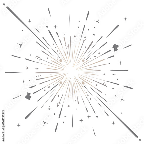 Abstract Starburst Bursting with Festive Sparks and Confetti Elements