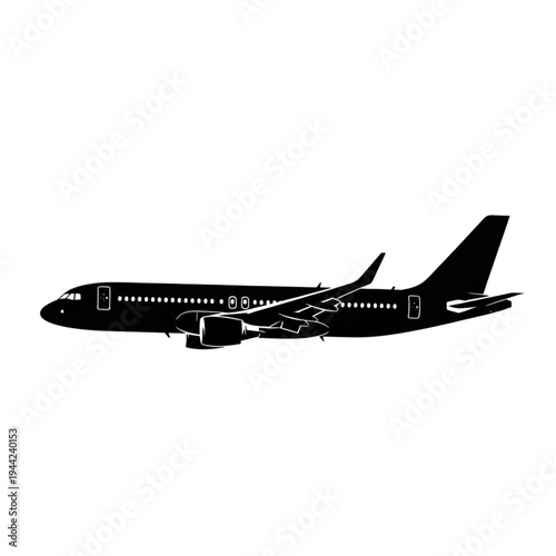 Commercial Airplane Silhouette in Flight Profile.