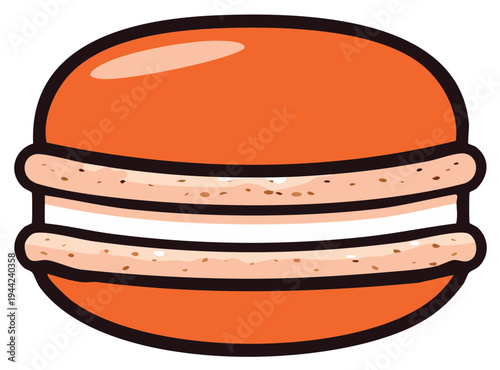 Delightful Orange Macaron Cartoon Treat Sweet Pastry Graphic Illustration Desserts Delicious Foodie Bakeries French Pastries Treat