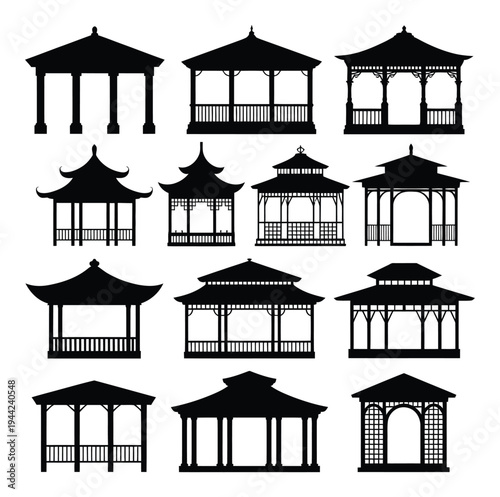 Collection of Silhouetted Gazebos and Pavilions