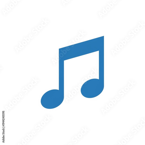 Blue Musical Note Icon Symbol.
