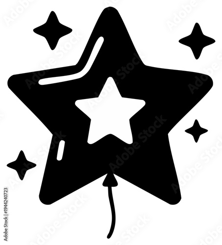 Glossy Star Balloon with Sparkles Festive Celebration Concept