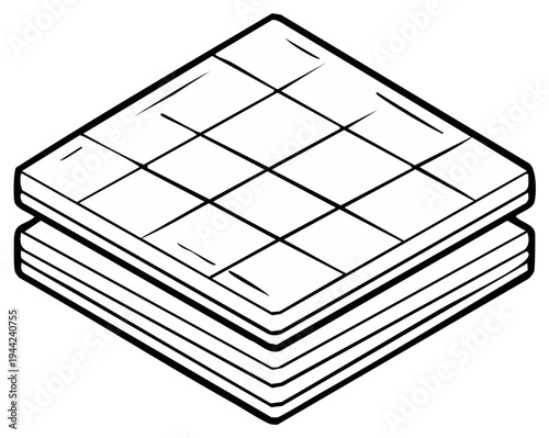 Two stacked waffles creating a simple illustration of breakfast food