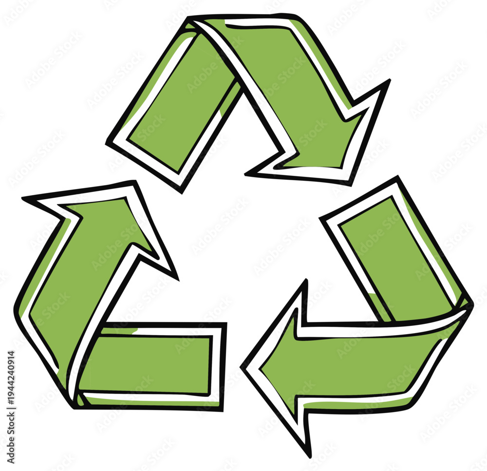 Fototapeta premium Drawn Recycling Symbol Illustrating Environment Protection and Eco-Friendliness
