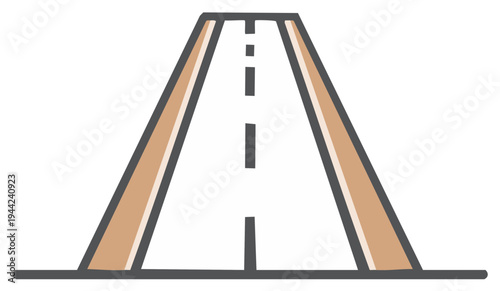 Stylized road or pathway leading into the distance with broken white lines