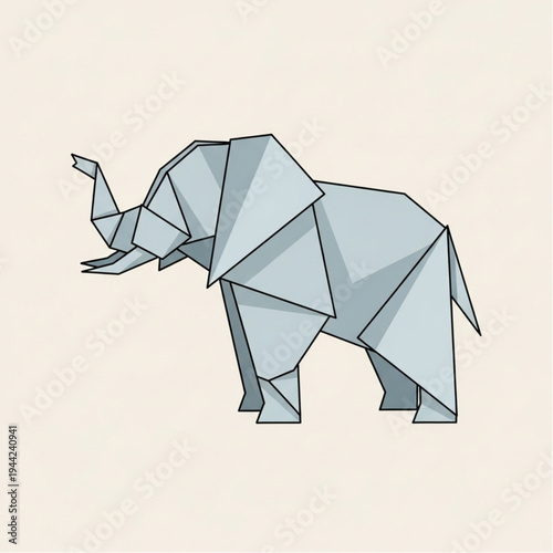 Geometric Origami Elephant Art Design Illustration.