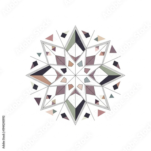 Geometric Pattern with Triangles and Shapes.