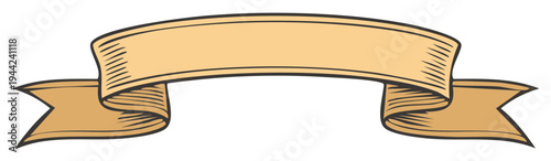 Elegant vintage scroll ribbon banner in a classic hand drawn engraved style