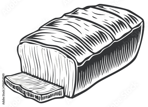 Loaf of Bread with Sliced Slice, Detailed Illustration, Bakery Item, Food