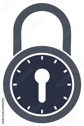 Time Lock Security Symbol Clock Style Padlock Icon Protect Privacy Access Concept and Deadline Vector