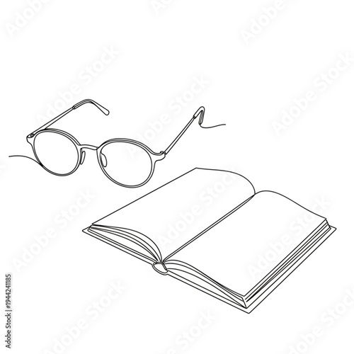 Glasses and Open Book Illustration.