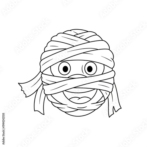 Mummy Head Wrapped in Bandages Cartoon.