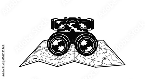 Binoculars on Map: Adventure, Exploration, Navigation, and Outdoor Discovery