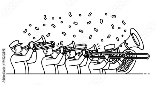 Brass Band Performance with Confetti