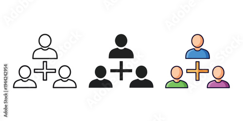 Modern Flat Icons Set for Team Collaboration and Diversity - Minimalist, flat icon, outline, glyph, linear, clipart, sticker - Vector icon set - Glyph icon