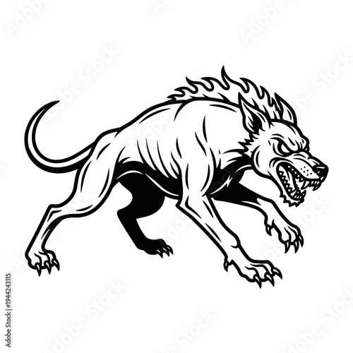 Aggressive Fierce Dog Illustration.