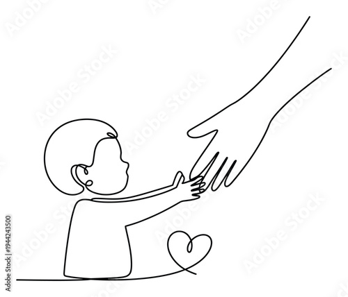 A child's hand reaching for an adult's hand, symbolizing connection and love