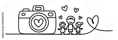 A loving family captured by a heart-filled camera, symbolizing cherished memories and togetherness