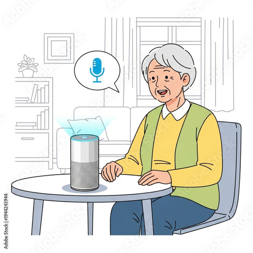 Elderly Man Using Humidifier Device.
