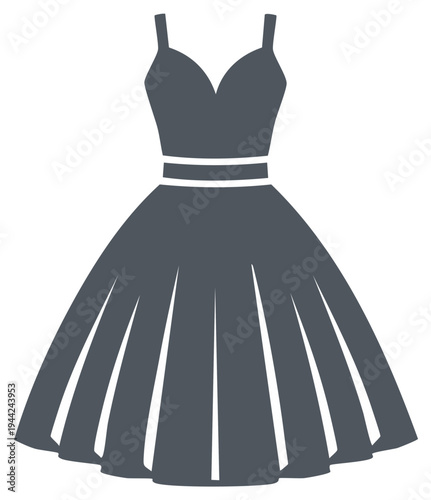 Stylish gray flared party dress with a cinched waist and elegant straps