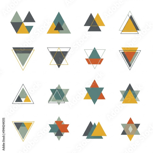 Geometric Shapes Triangles Stars Modern Design.