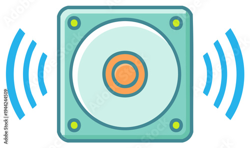 Audio Speaker with Sound Waves Illustration Simple design for posters or web elements