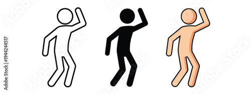 Flat Design Celebration Icon Set with Victory Arms - Minimalist, flat icon, outline, glyph, linear, clipart, sticker - Vector icon set - Glyph icon