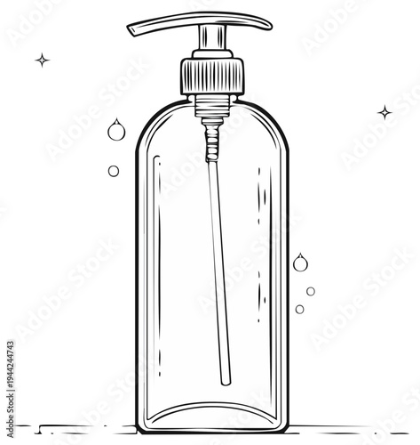 Illustration of a Hand Sanitizer Dispenser in a Line Art Style
