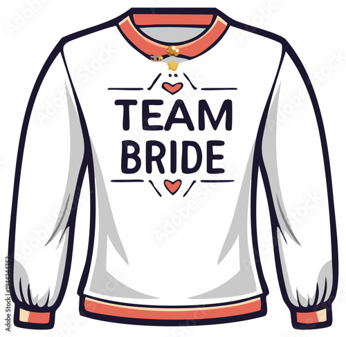 Cute Team Bride Crewneck Sweatshirt with Heart Decorations for Bridal Parties