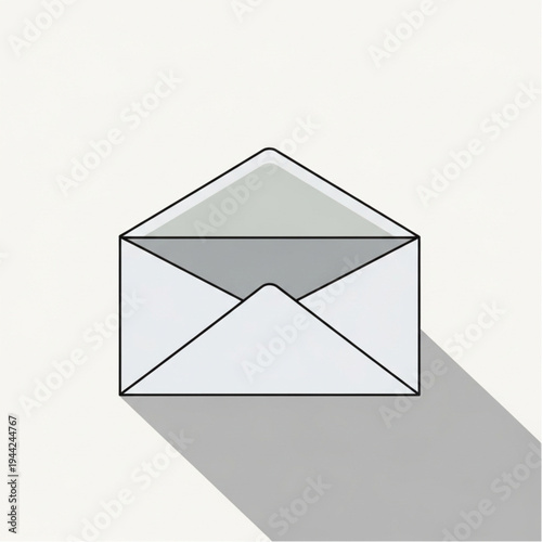 Open White Envelope with Shadow.