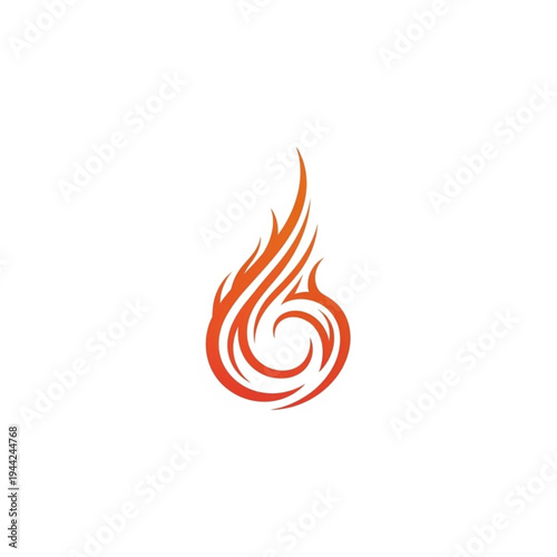 Orange Flame Icon with Swirling Design.