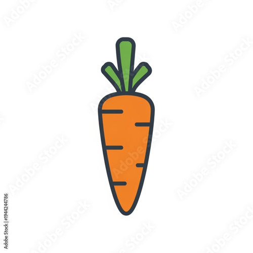 Orange Carrot with Green Leaves Illustration.