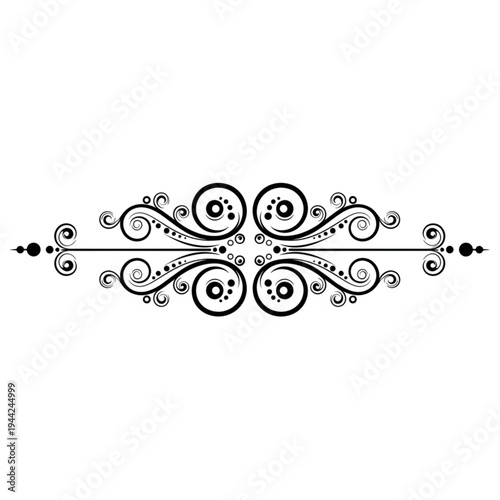 Ornate Black Floral Design Element.