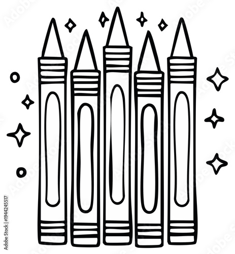 Crayons outline for coloring activity creativity art craft supplies school drawing tools artist illustration education learning supplies