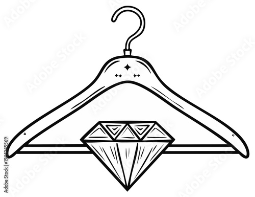 Elegant fashion hanger adorned with a sparkling diamond symbolizing luxury and style