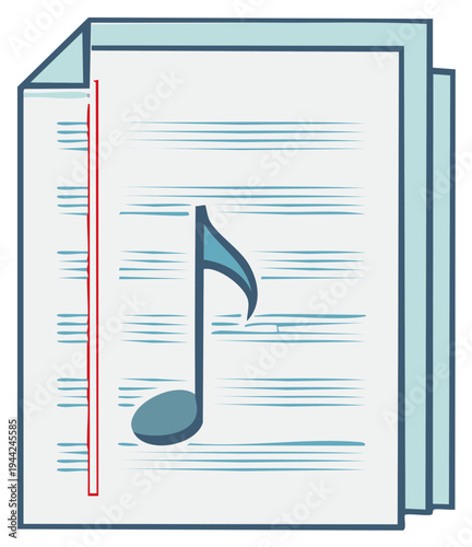 Musical score pages with notes create artistic composition for creativity and songs