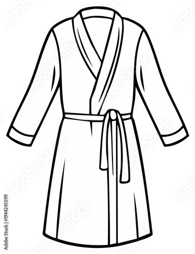 Bathrobe illustration in black and white