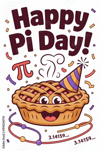 Funny Pi Day Pie Character with Math Symbol Design