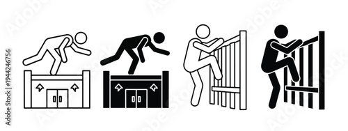 Flat Design Escape Room Puzzle Icon Set - Minimalist, flat icon, outline, glyph, linear, clipart, sticker - Vector icon set - Glyph icon