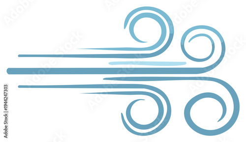 Stylized Wind Illustration with Curling Lines Representing Breeze Flowing Horizontally Weather Concept Vector