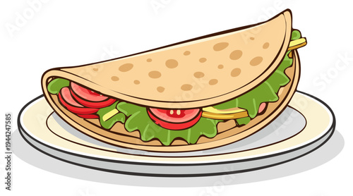 Freshly Prepared Burrito with Vibrant Fillings on a Simple Plate