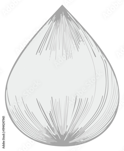 Hand Drawn Waterdrop Illustration with Shading and Radial Lines